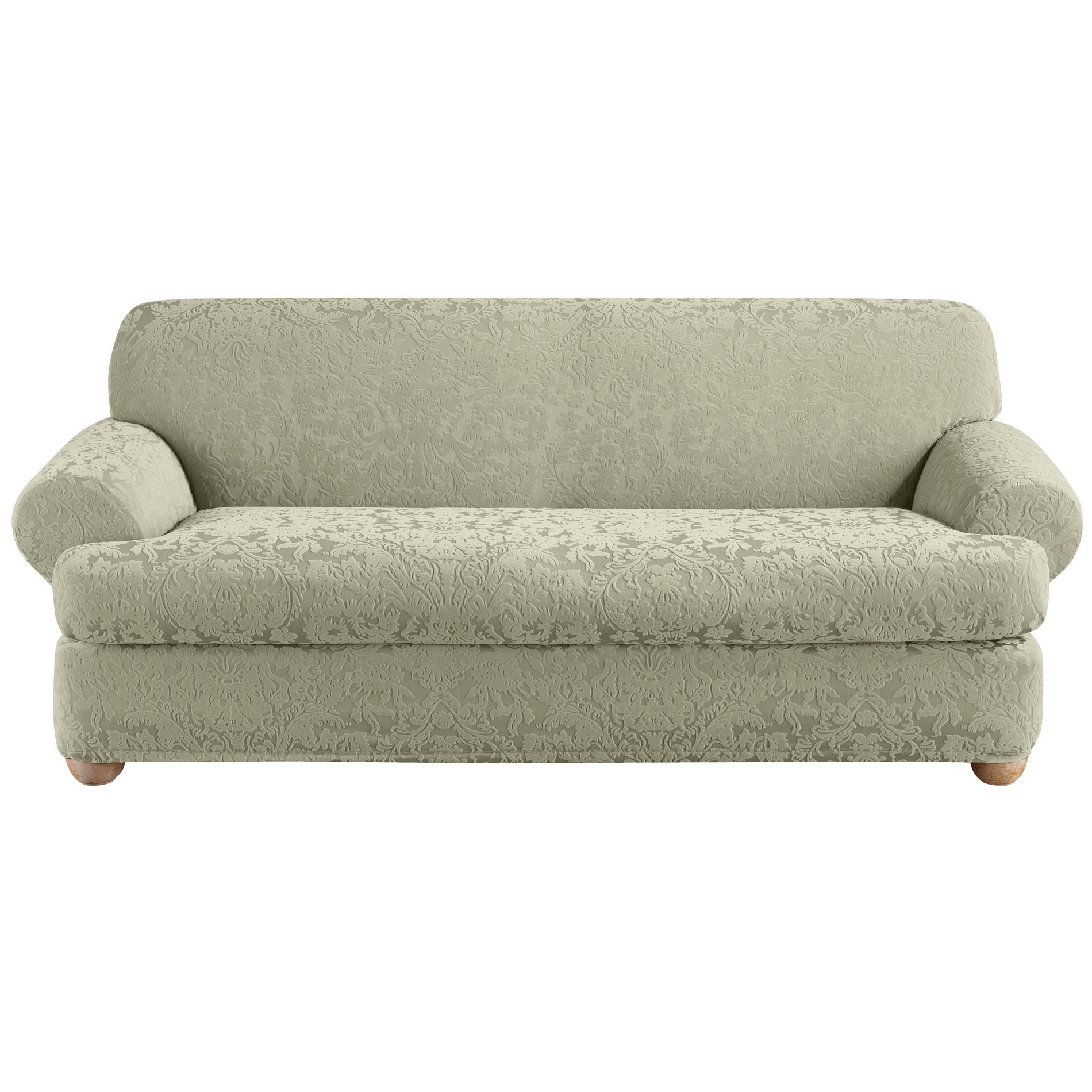 Sure Fit Stretch Jacquard Damask T-Cushion Sofa Slipcover