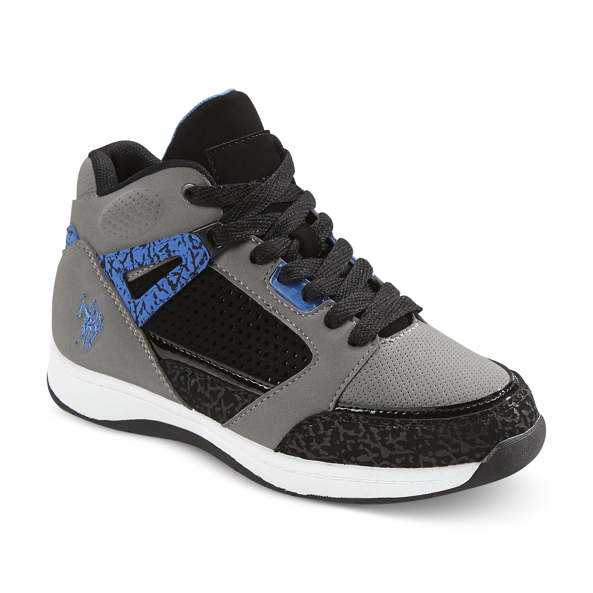 U.S. Polo Assn. Boy's Reed High-Top Athletic Sneaker - Gray/Blue/Black