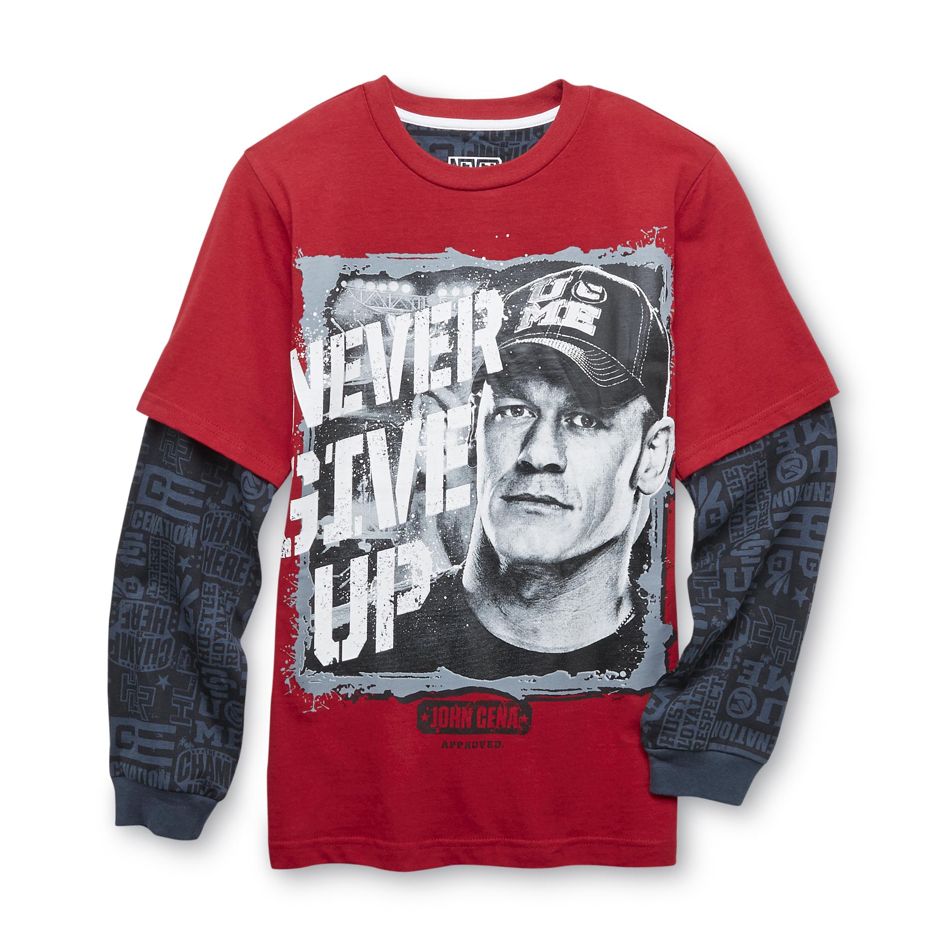 Never Give Up By John Cena Boy's Long-Sleeve Graphic T-Shirt - Never Give Up