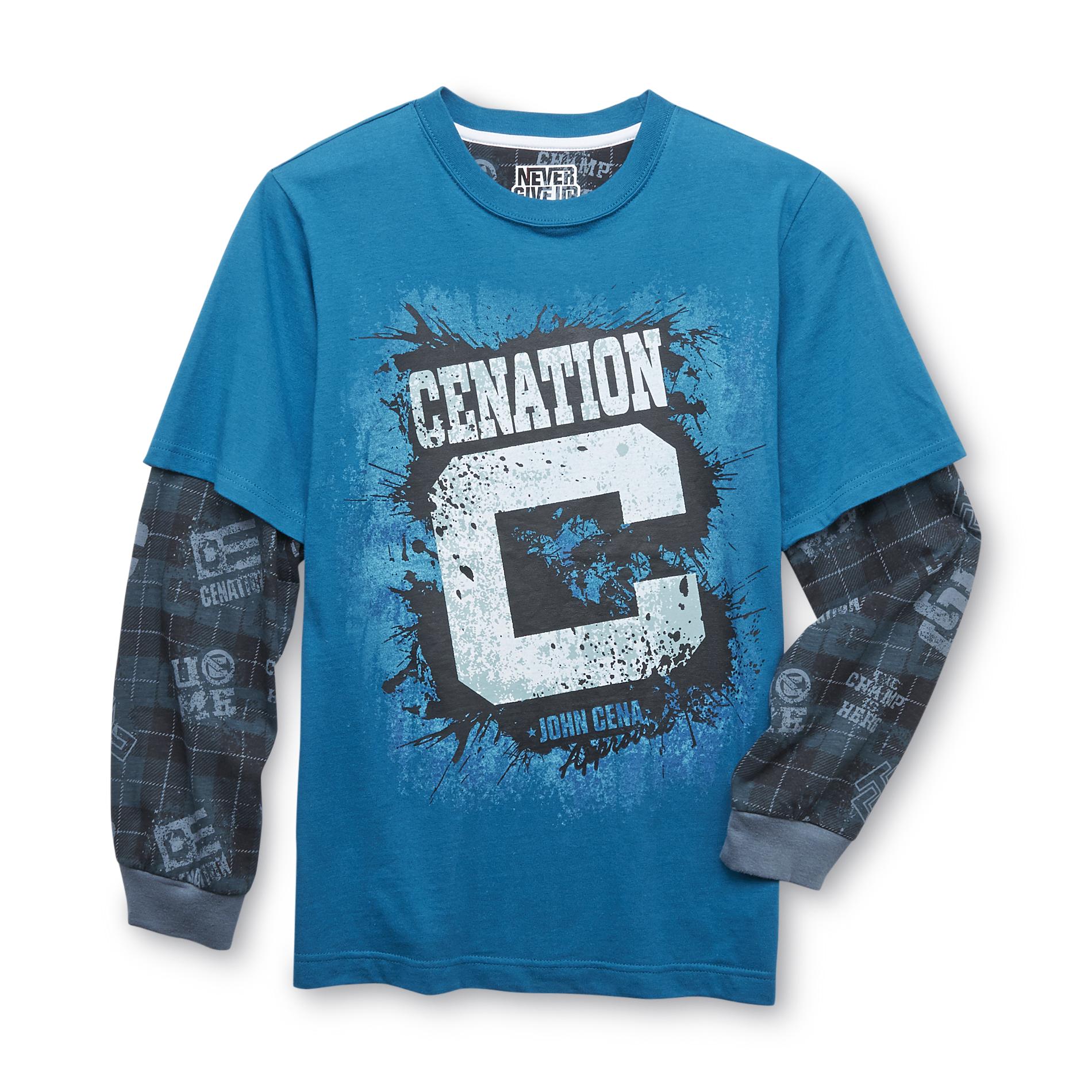Never Give Up By John Cena Boy's Long-Sleeve Graphic T-Shirt - Cenation
