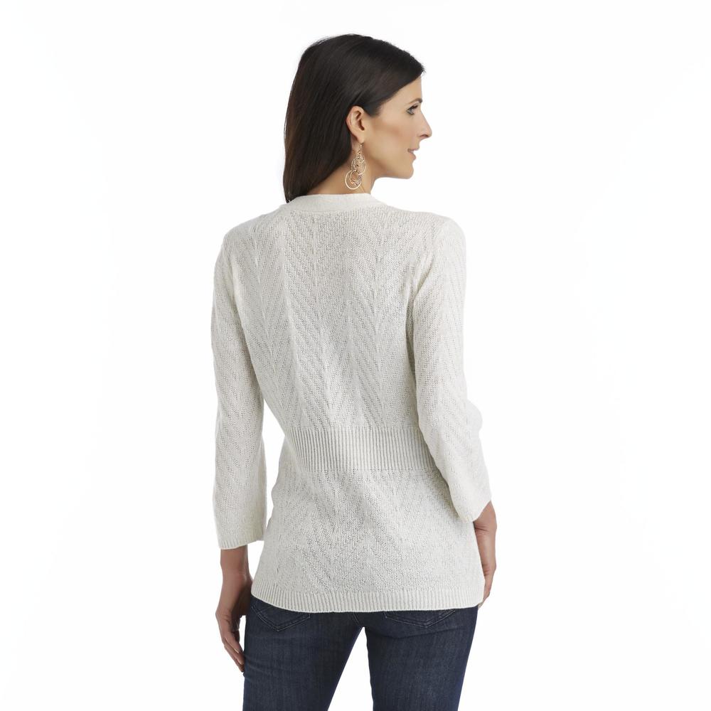 Basic Editions Women's Flyaway Sparkle Sweater