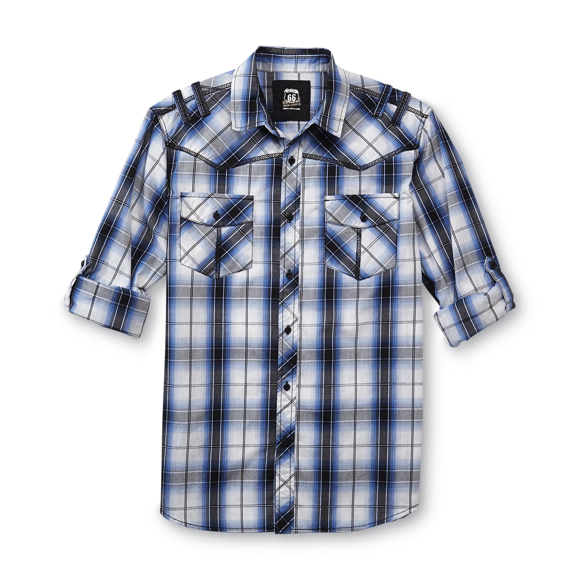 Route 66 Men's Tabbed-Sleeve Casual Shirt - Plaid
