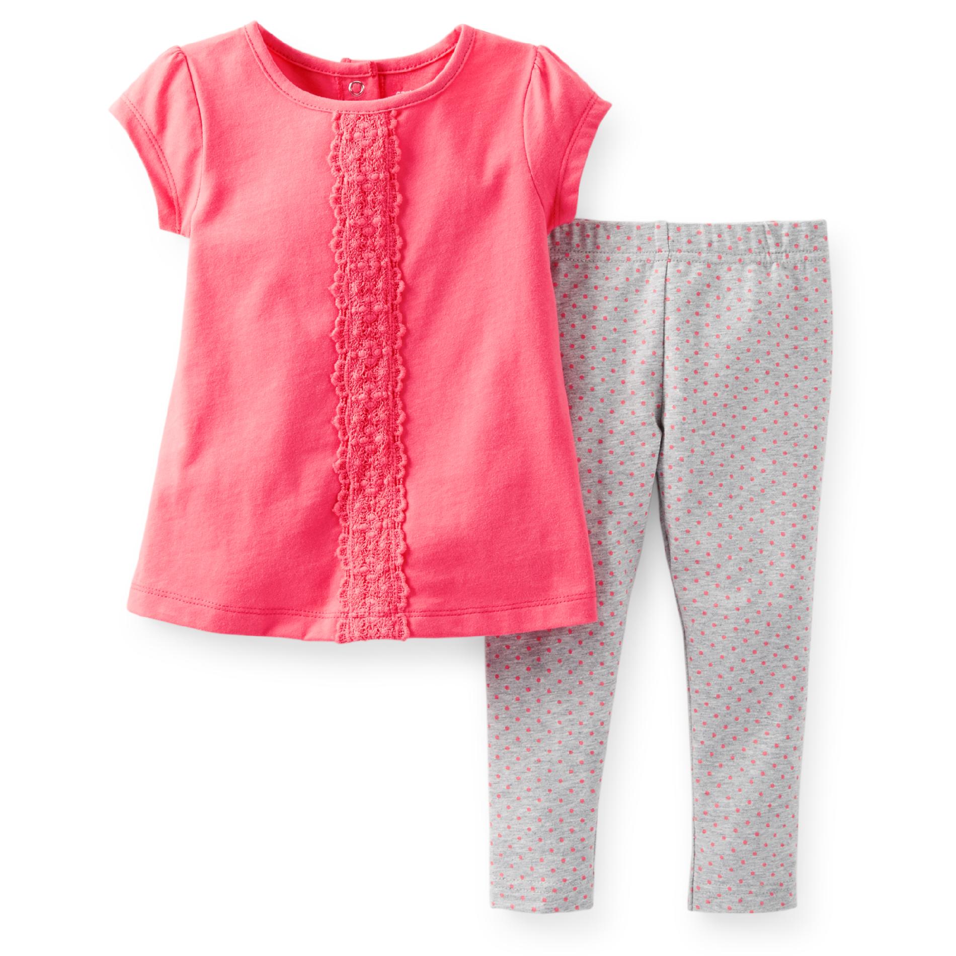 Carter's Newborn  Infant & Toddler Girl's Crocheted-Lace Top & Leggings