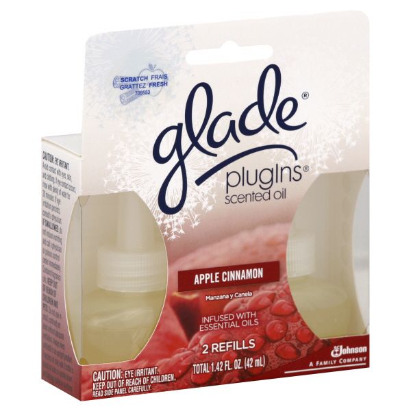 Glade PlugIns Apple Cinnamon Scented Oil Refill, 2 refills (1.42 fl oz)