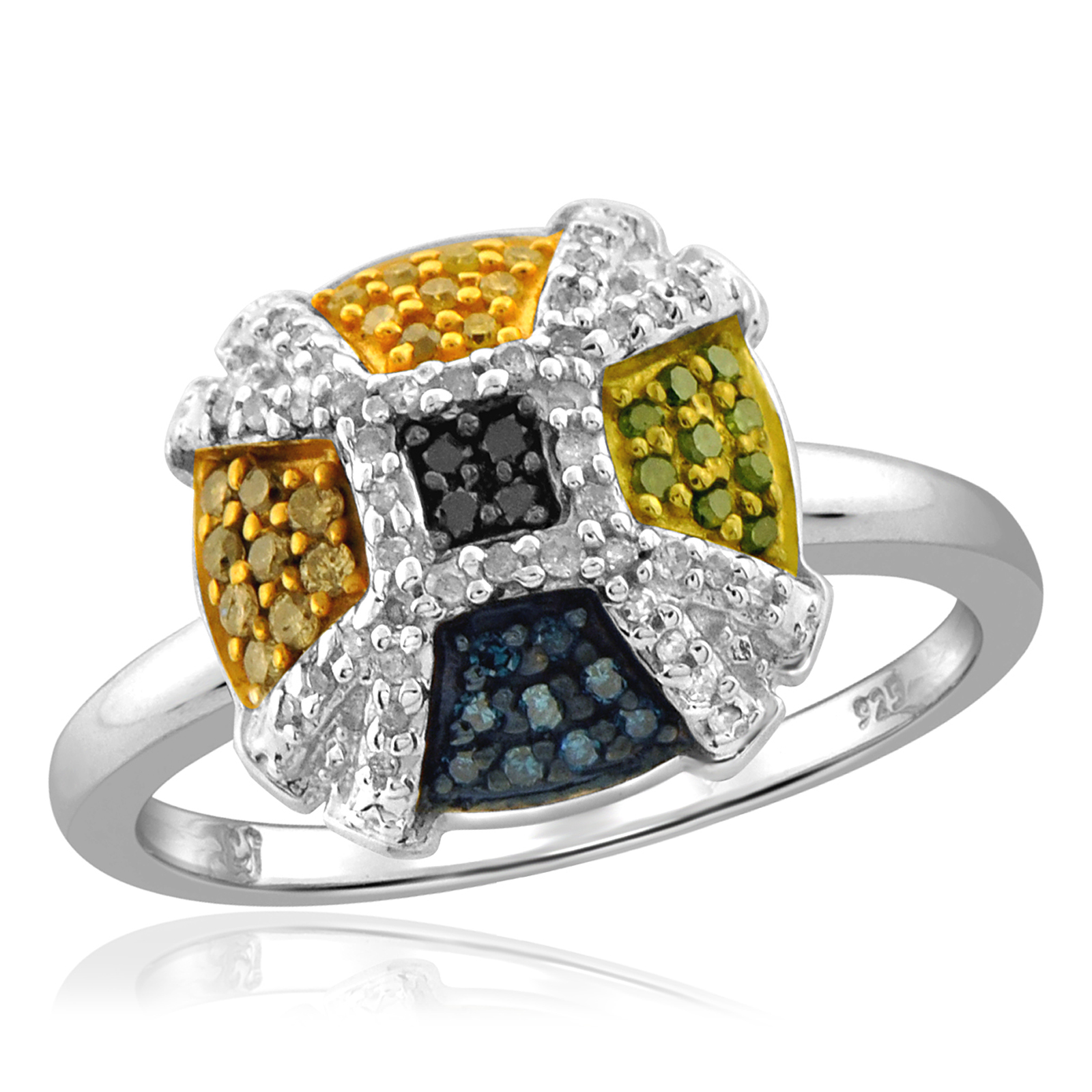 1/4 Cttw Multicolor diamonds ring in Sterling Silver