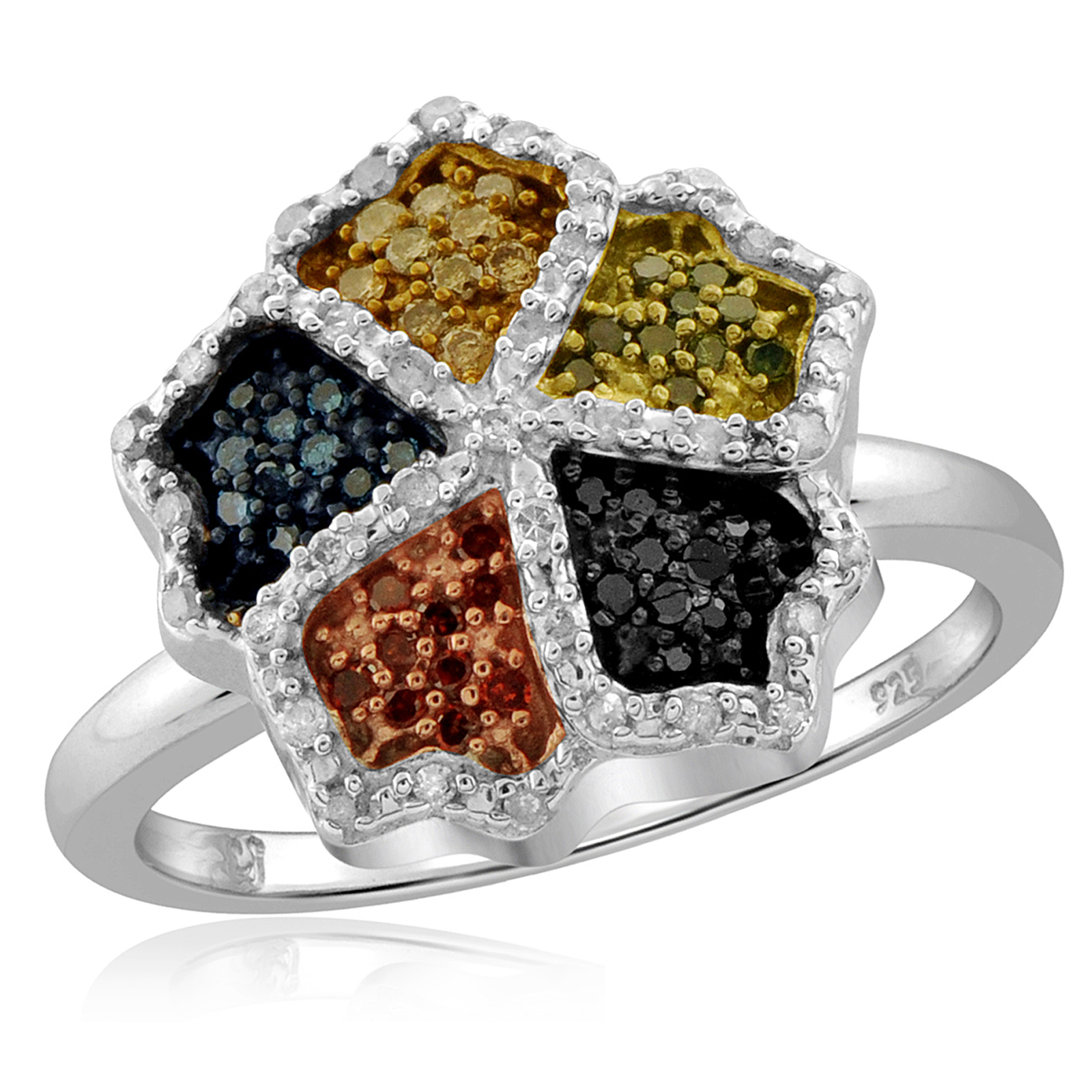 1/4 Cttw Multicolor diamonds ring in Sterling Silver