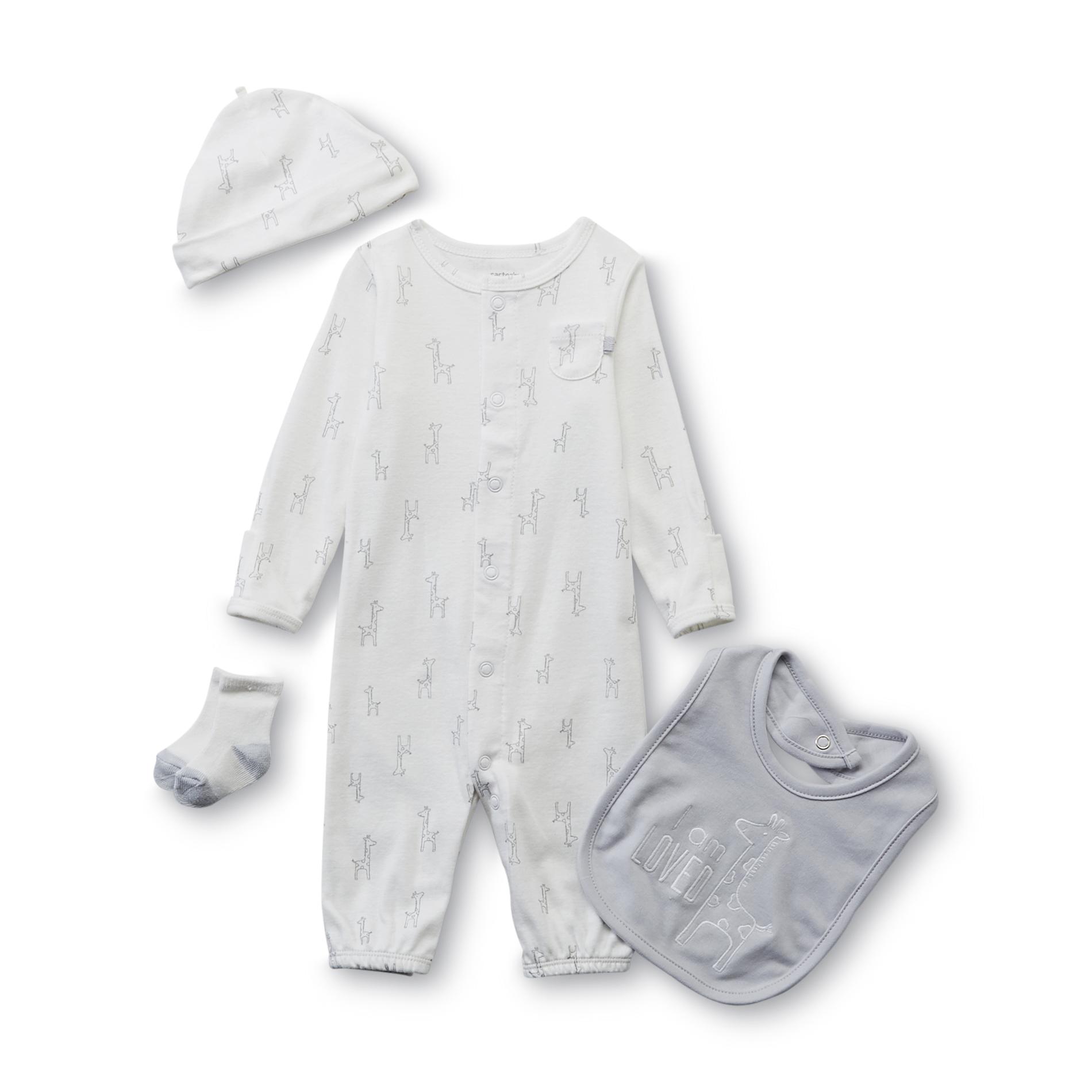 Carter's Newborn's Sleeper Pajamas  Hat  Socks & Bib - Giraffe