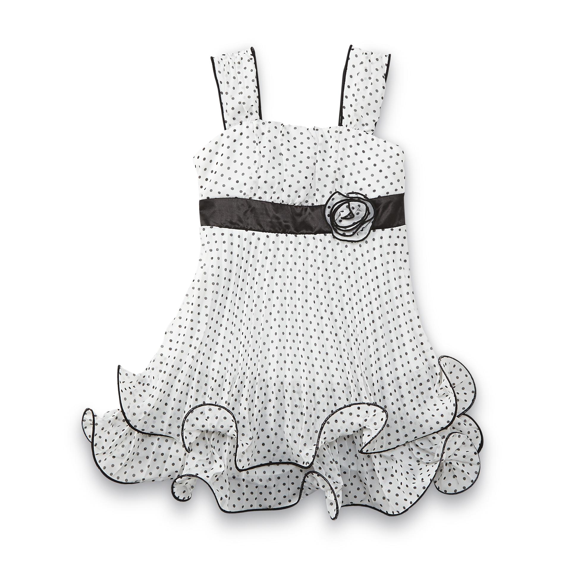 Amy's Closet Toddler Girl's Pleated Chiffon Dress - Polka Dot