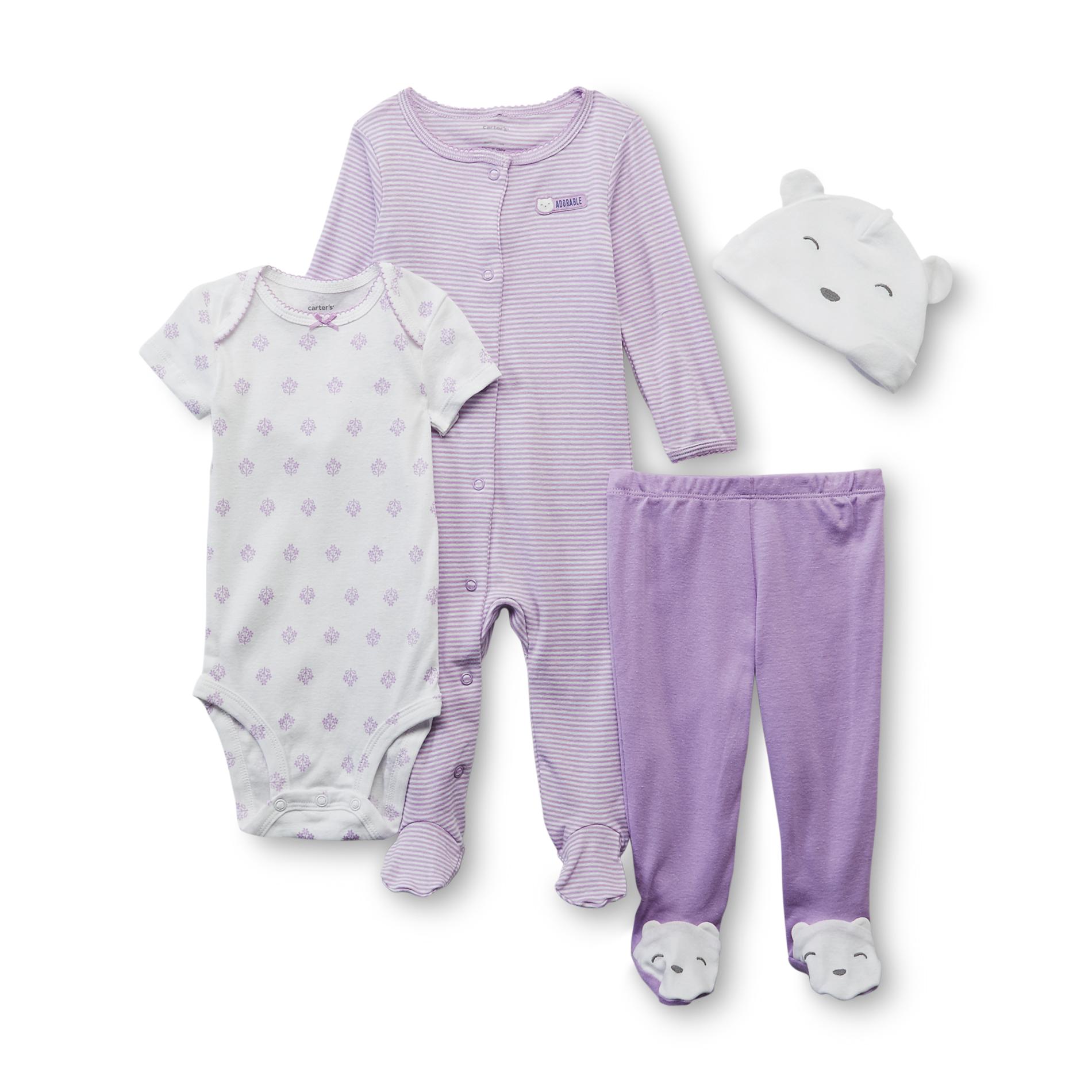 Carter's Newborn Girl's Bodysuit  Sleeper Pajamas  Footed Pants & Hat - Bear