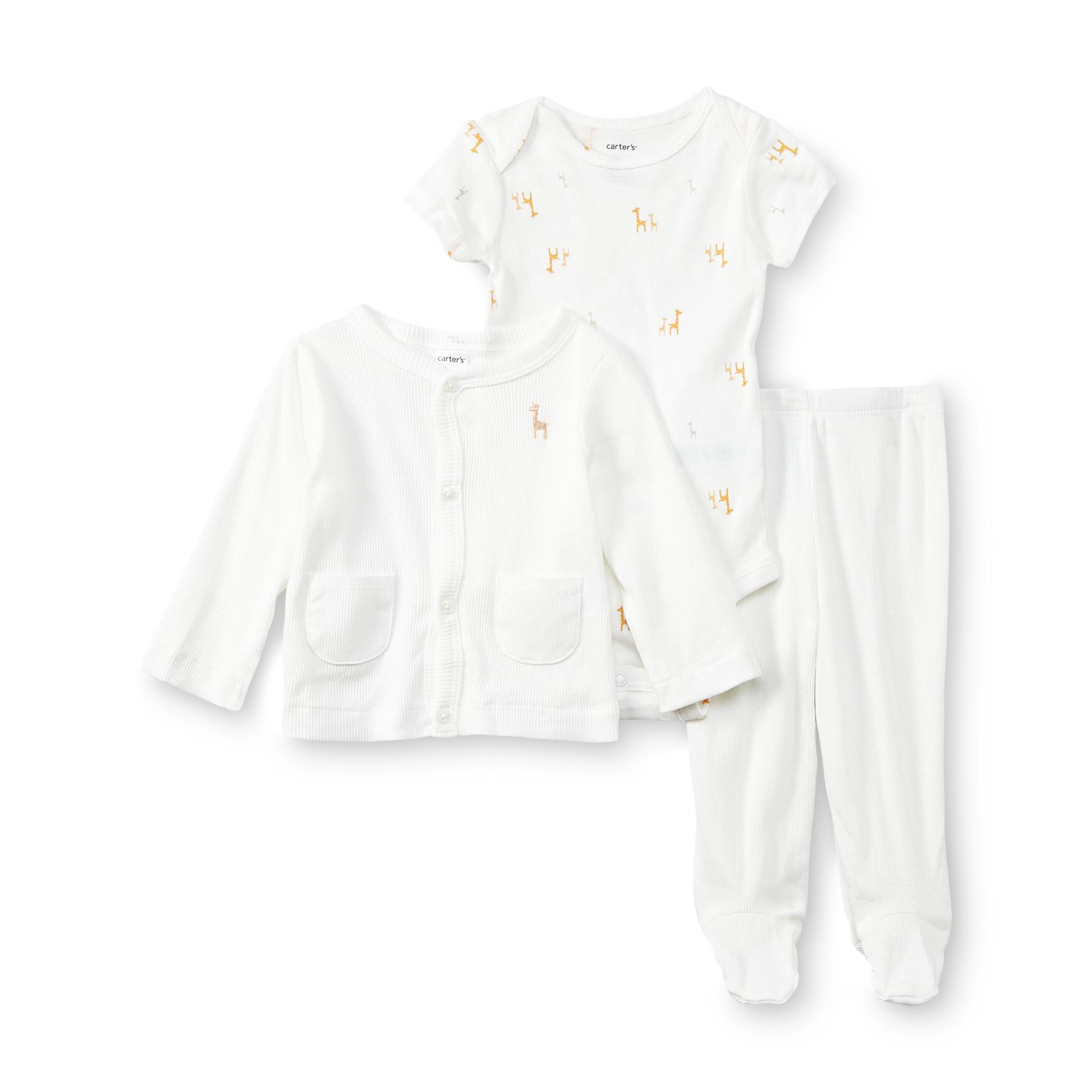 Carter's Newborn's Shirt Jacket  Bodysuit & Footed Pants - Giraffe