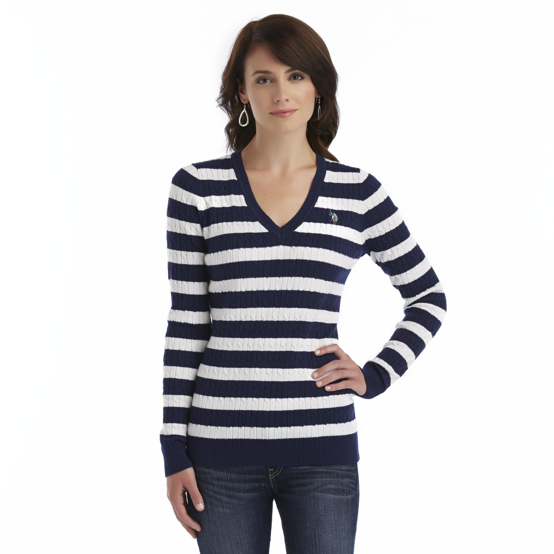 U.S. Polo Assn. Women's Cable Knit Sweater - Striped