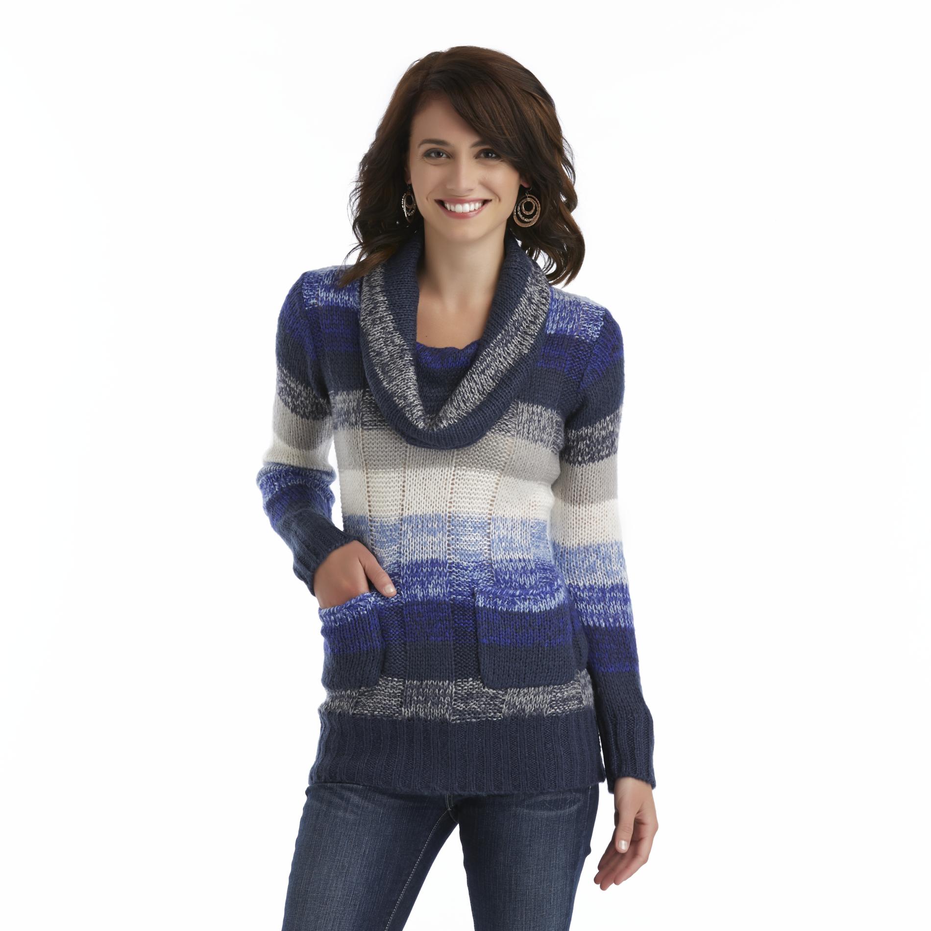 Canyon River Blues Women's Cowl Neck Sweater - Striped