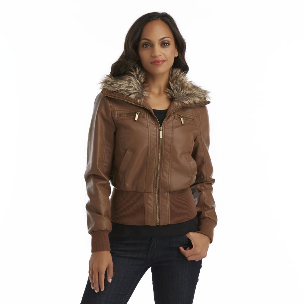 Route 66 Women's Faux Leather Bomber Jacket