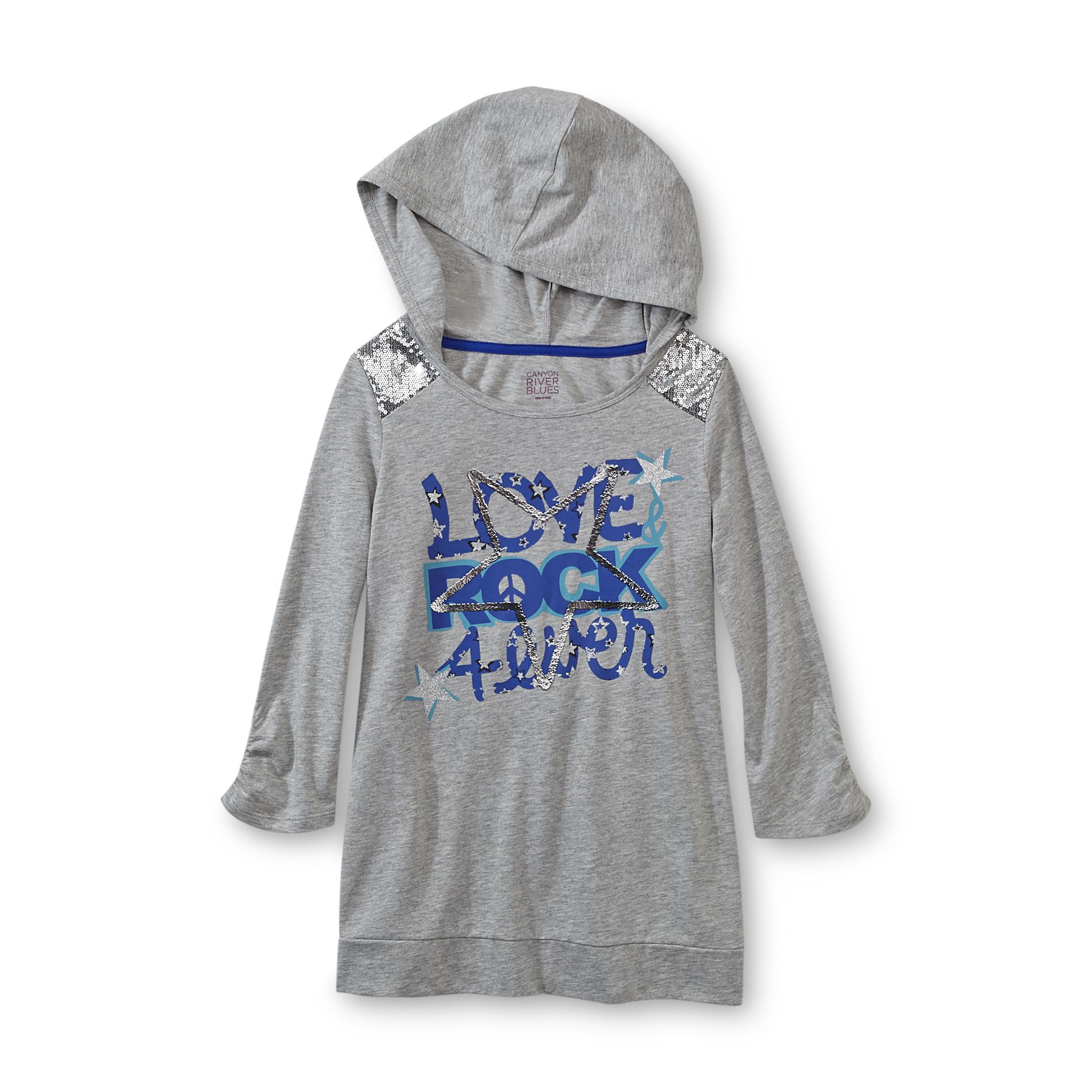 Canyon River Blues Girl's Sequined Hooded Tunic - Star