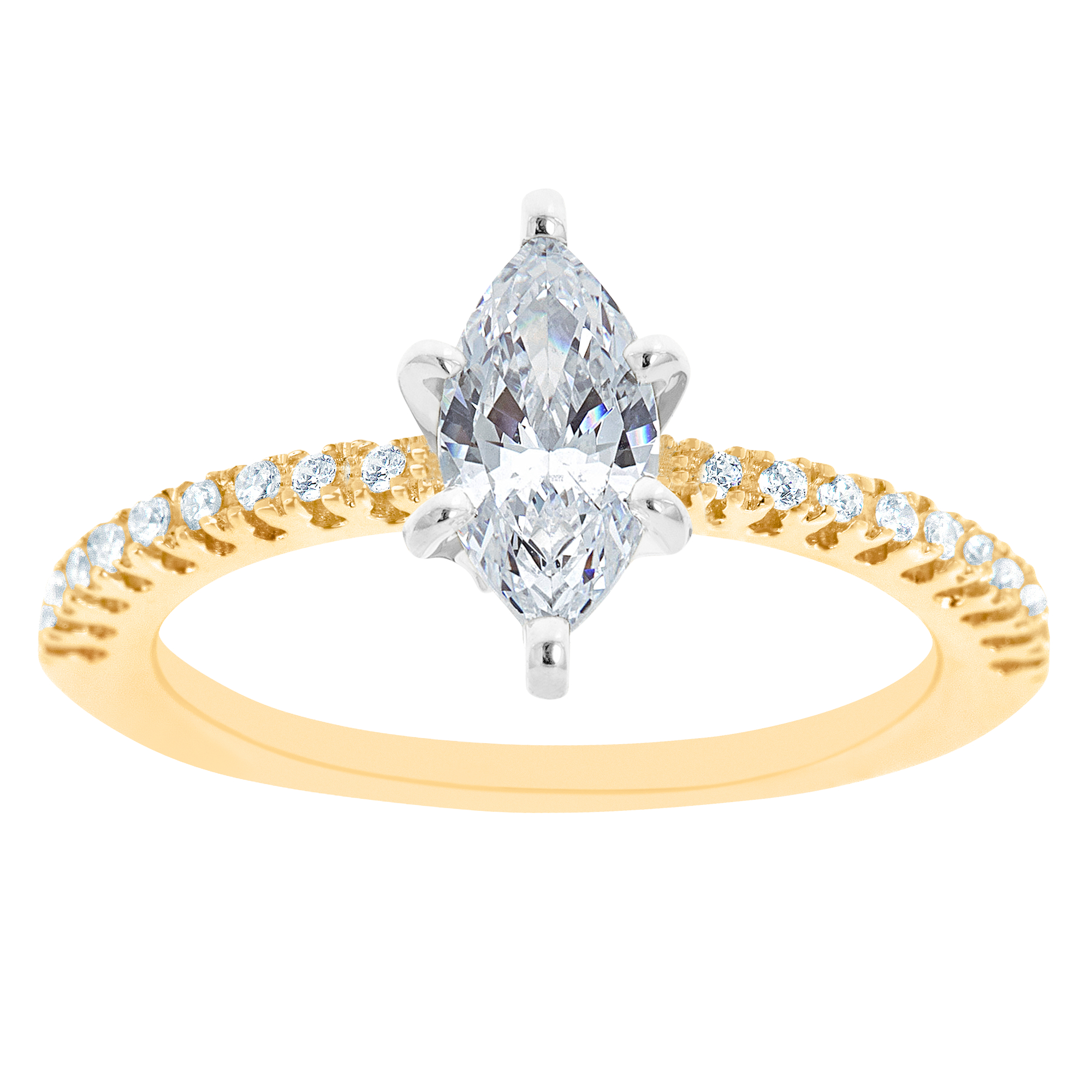 New York City Diamond District 14K Two Tone Marquise Certified Diamond Engagement Ring