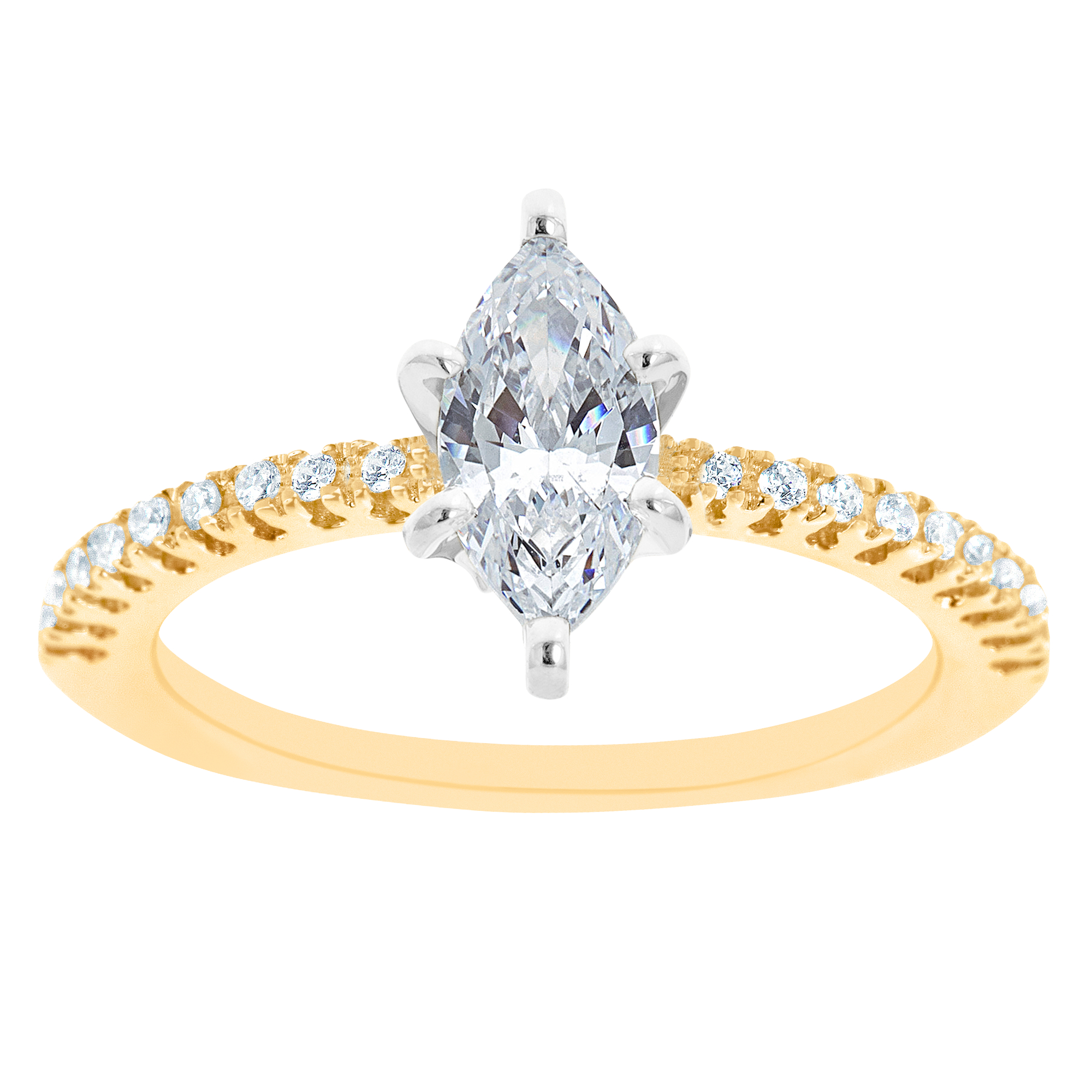 New York City Diamond District 14K Two Tone Marquise Certified Diamond Engagement Ring, Size: 7, White New York City Diamond District 14K Two Tone Marquise Certified Diamond Engagement Ring, Size: 7, White