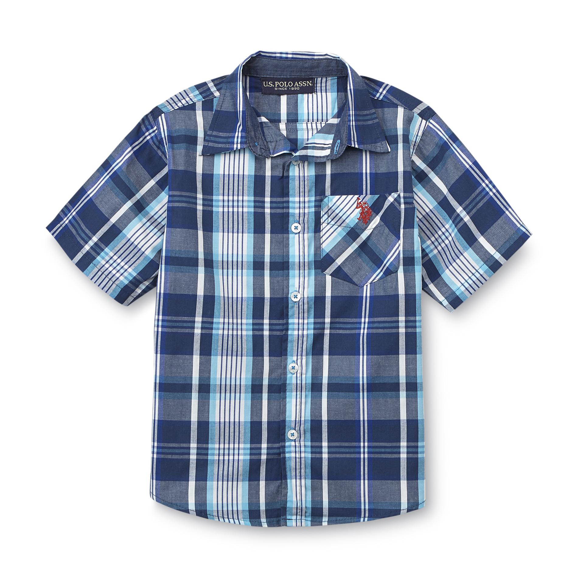 U.S. Polo Assn. Boy's Short-Sleeve Button-Front Shirt - Plaid