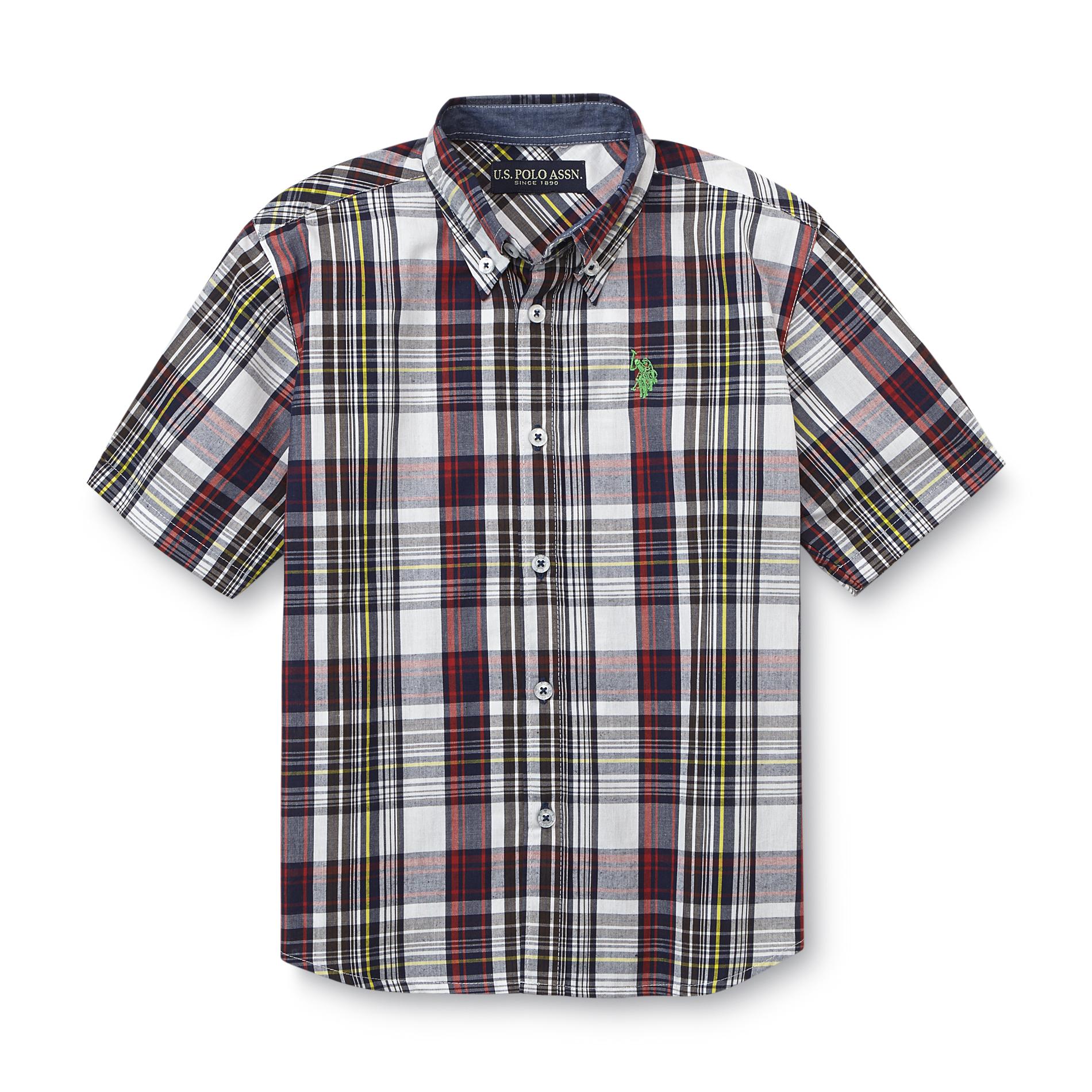 U.S. Polo Assn. Boy's Short-Sleeve Button-Front Shirt - Plaid