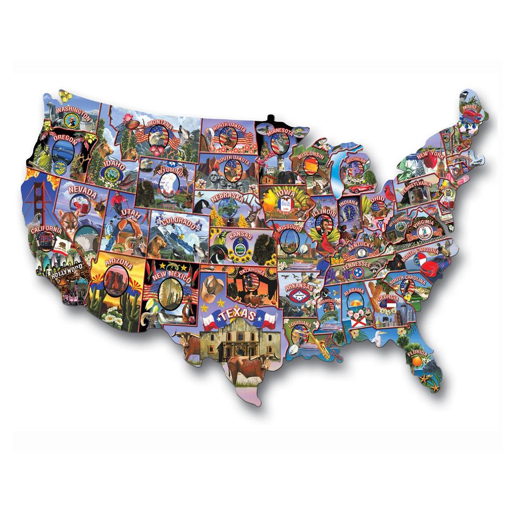 TDC Games Road Trip America USA Shaped Puzzle