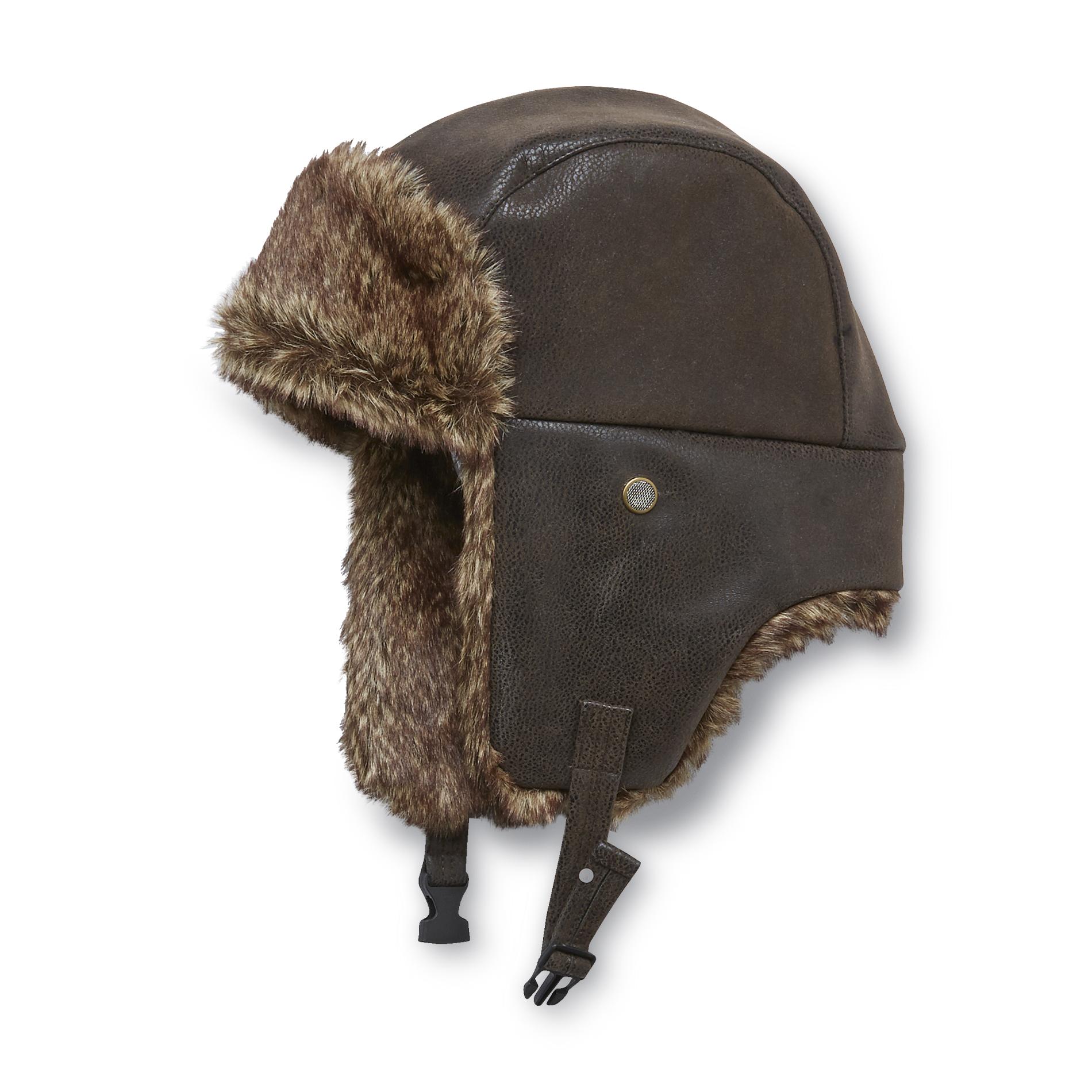 Route 66 Men's Simulated Leather Winter Trapper Hat