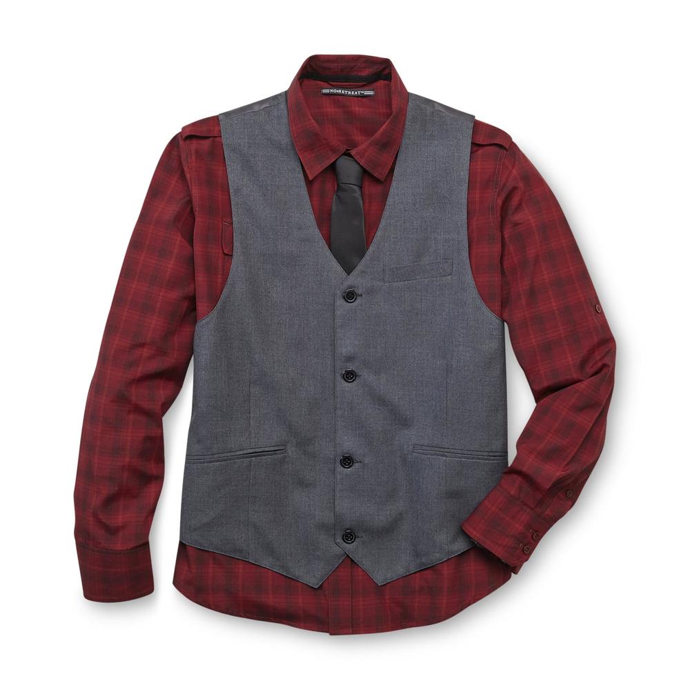 Young Men's Shirt  Necktie & Vest - Plaid