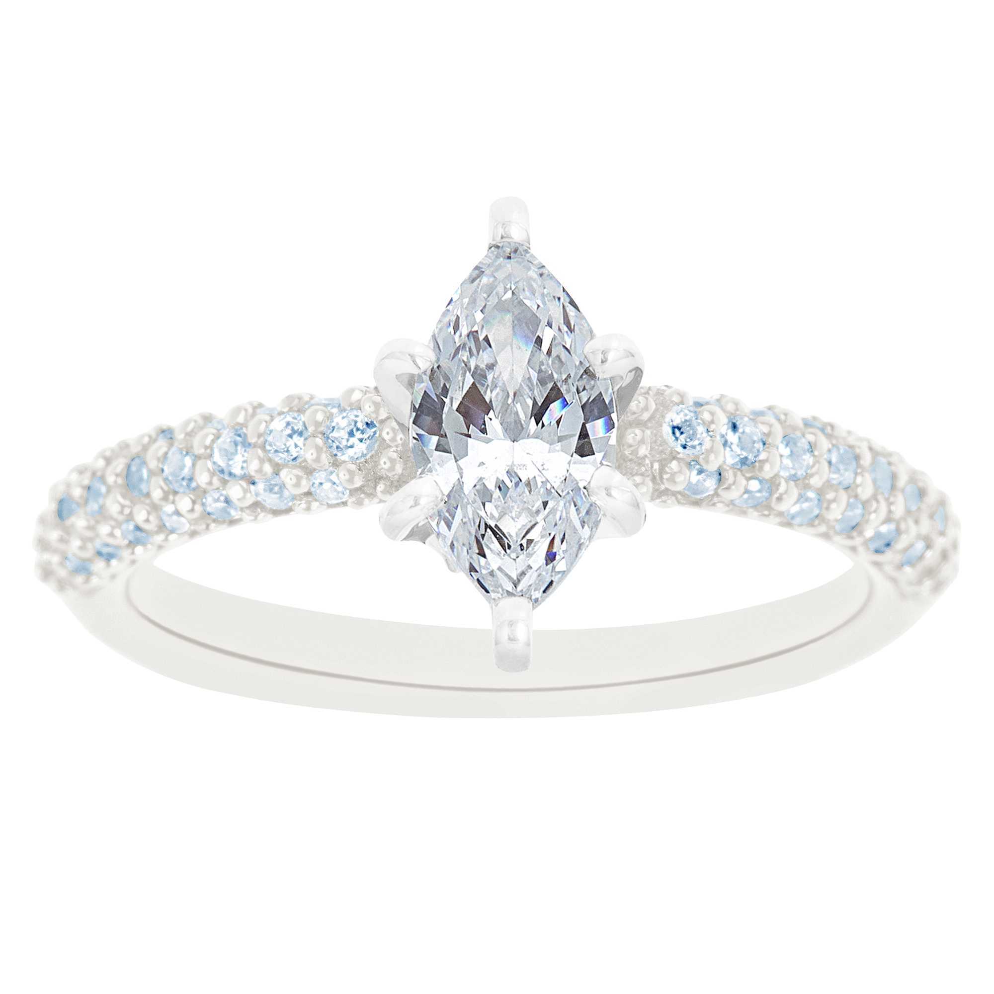 New York City Diamond District 14K White Gold Marquise Certified Diamond Engagement Ring