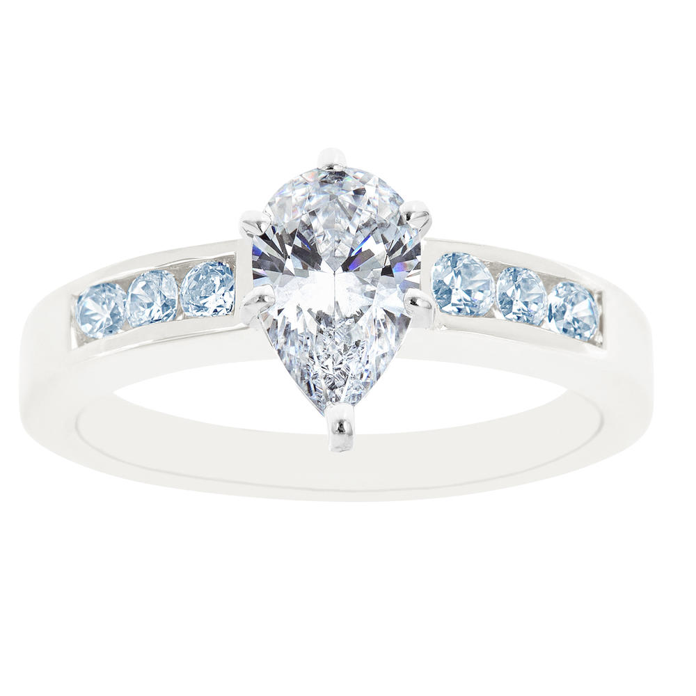 New York City Diamond District 14K White Gold Pear Shaped Certified Diamond Engagement Ring