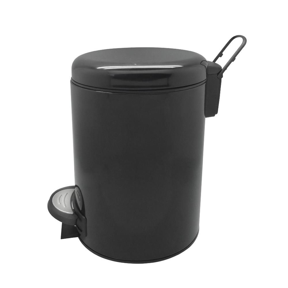 7 Liter Powder Coated Steel Trash Can - Black