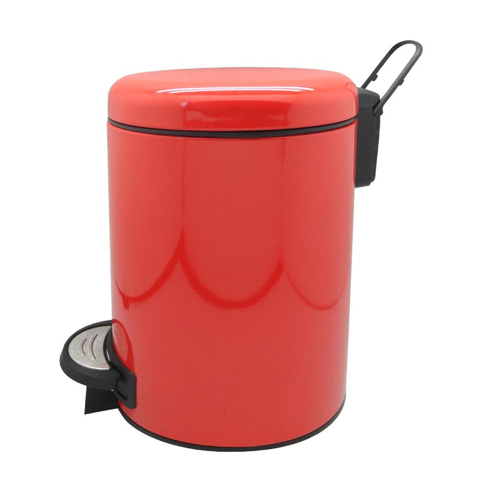 7 Liter Powder Coated Steel Trash Can - Red