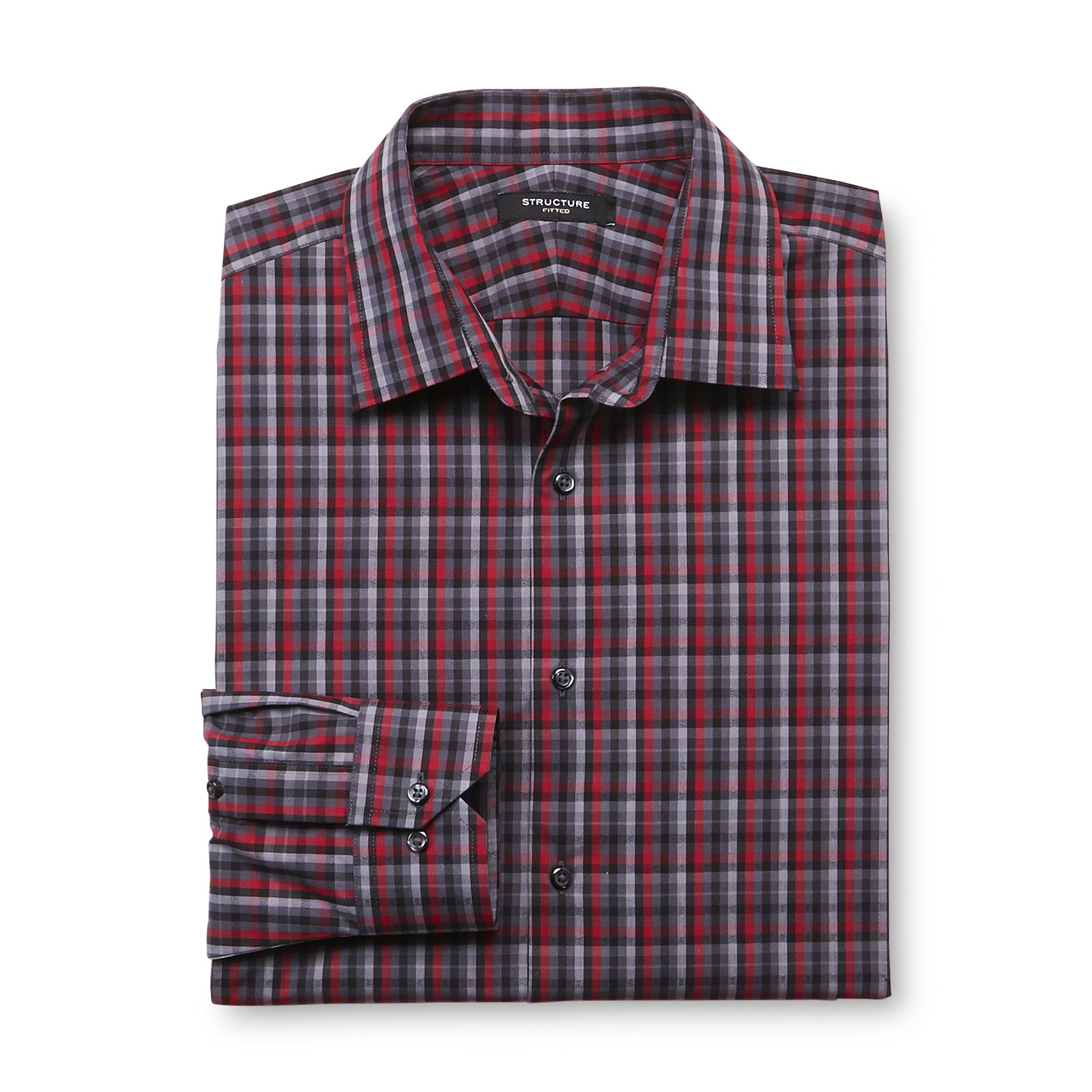 Structure Men's Fitted Dress Shirt - Plaid