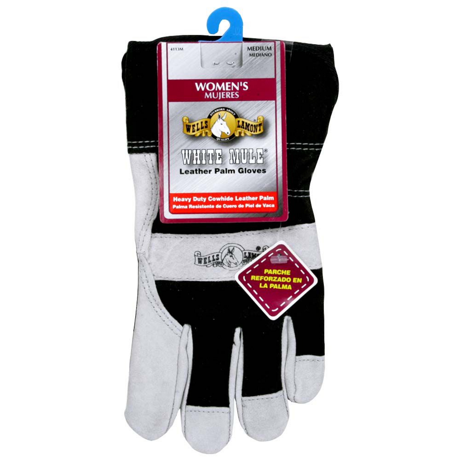 Wells Lamont 4113M White Mule Leather Palm Gloves, Women's, Medium, 1 pair