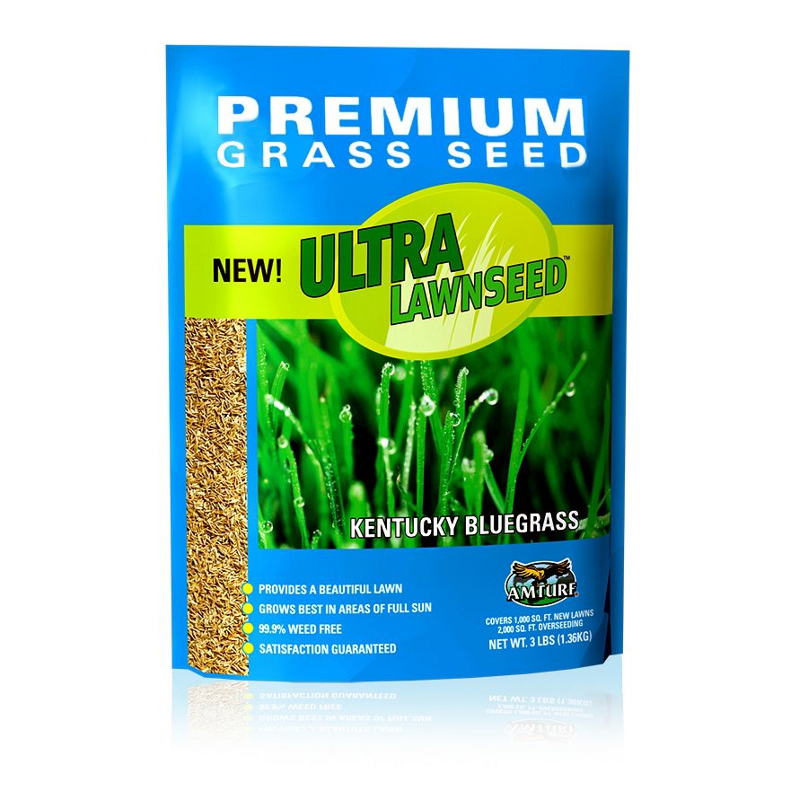 Amturf AMT77023 3 lb. Ultra LawnSeed Kentucky Bluegrass Grass Seed Amturf AMT77023 3 lb. Ultra LawnSeed Kentucky Bluegrass Grass Seed