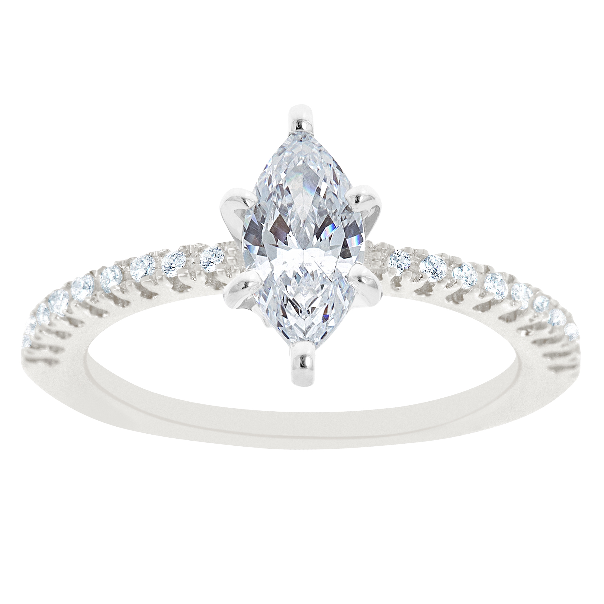 New York City Diamond District 14K White Gold Marquise Certified Diamond Engagement Ring