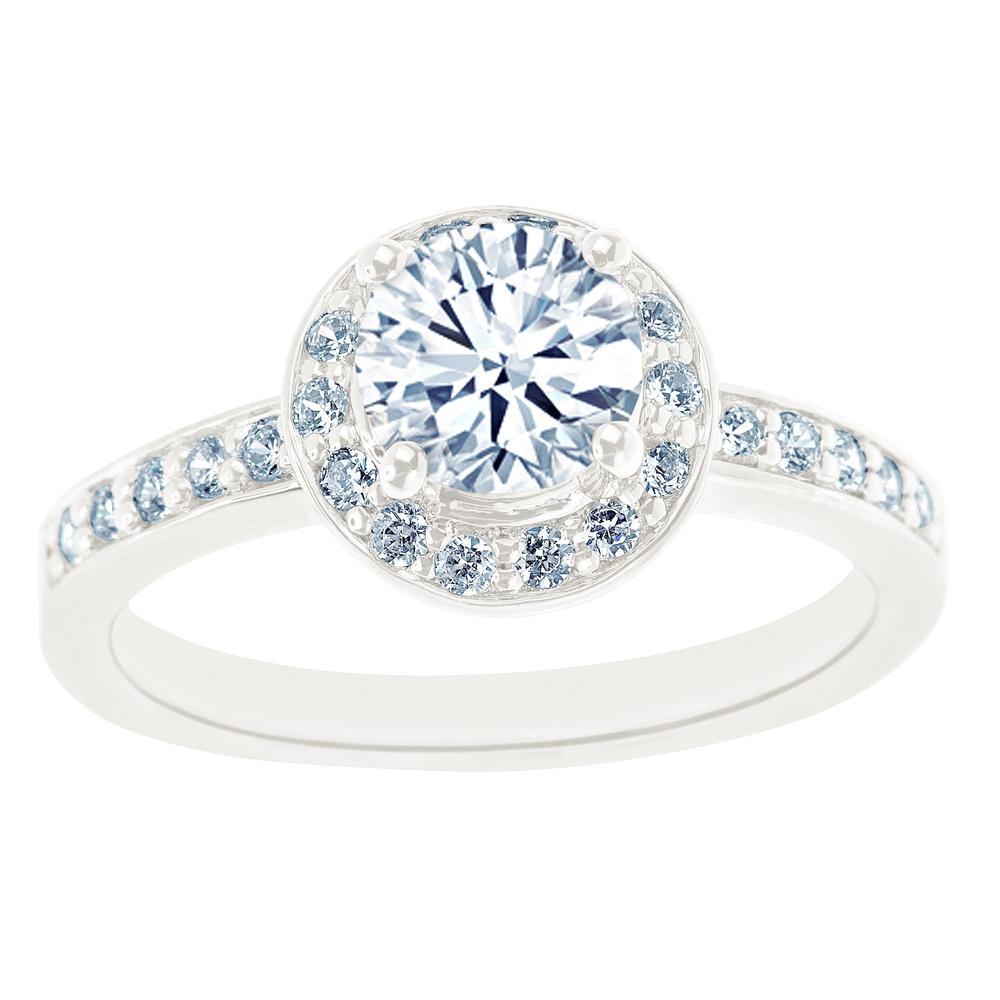 New York City Diamond District 14K White Gold Certified Diamond Halo Engagement Ring