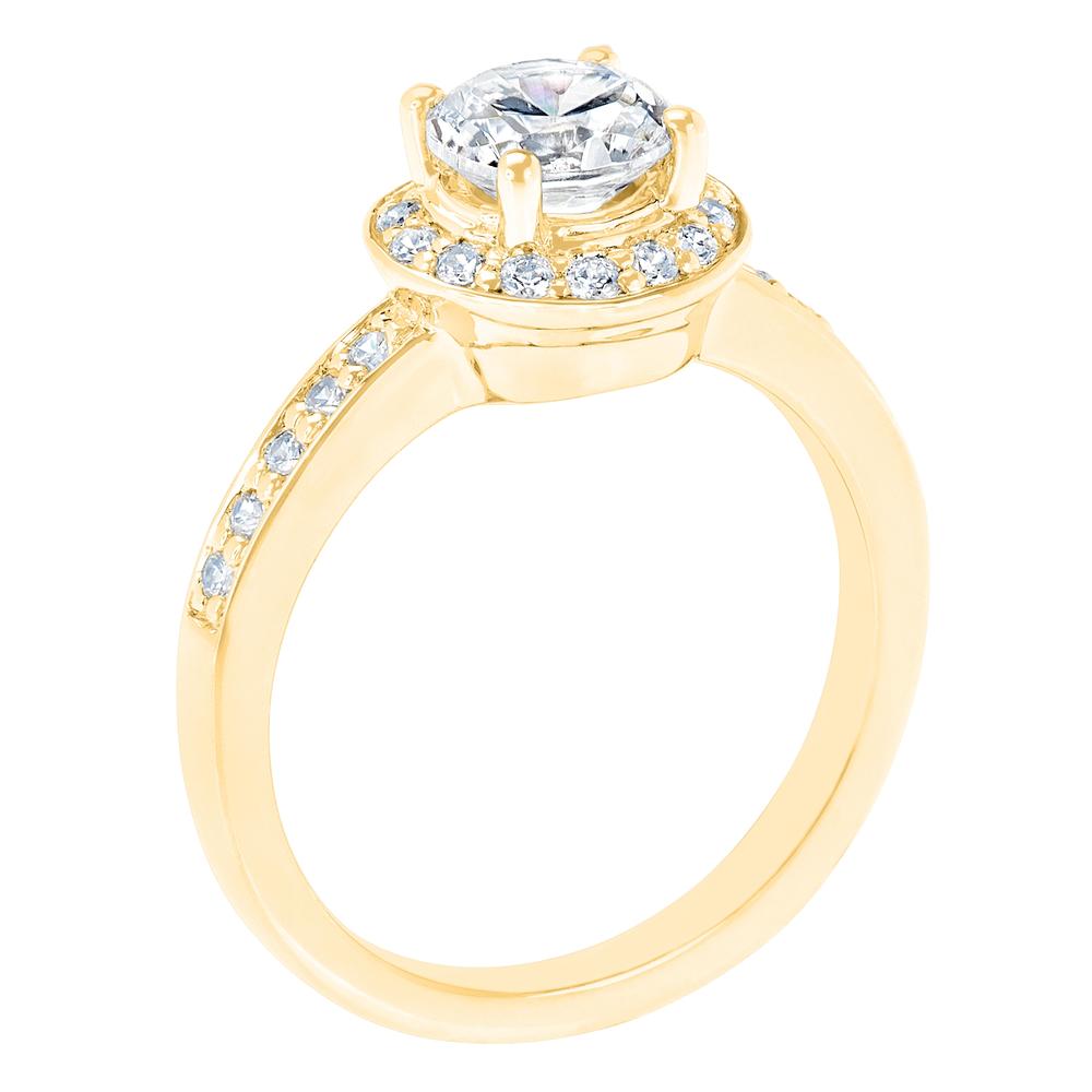New York City Diamond District 14K Yellow Gold Certified Diamond Halo Engagement Ring