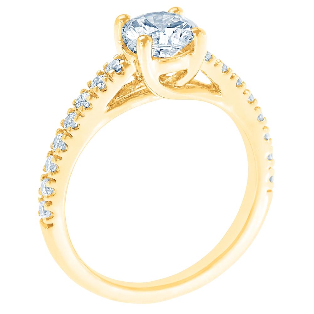 New York City Diamond District 14K Yellow Gold Certified Diamond Engagement Ring