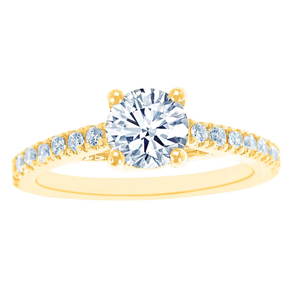 New York City Diamond District 14K Yellow Gold Certified Diamond Engagement Ring