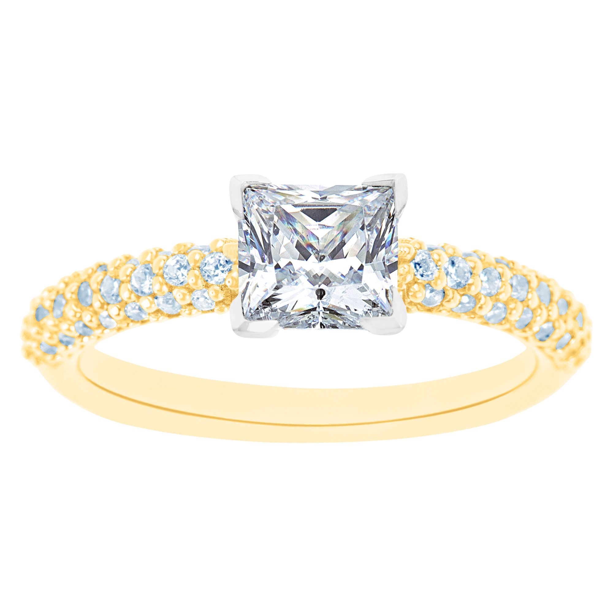 New York City Diamond District 14K Two Tone Princess Cut Certified Diamond Engagement Ring, Size: 7, White New York City Diamond District 14K Two Tone Princess Cut Certified Diamond Engagement Ring, Size: 7, White