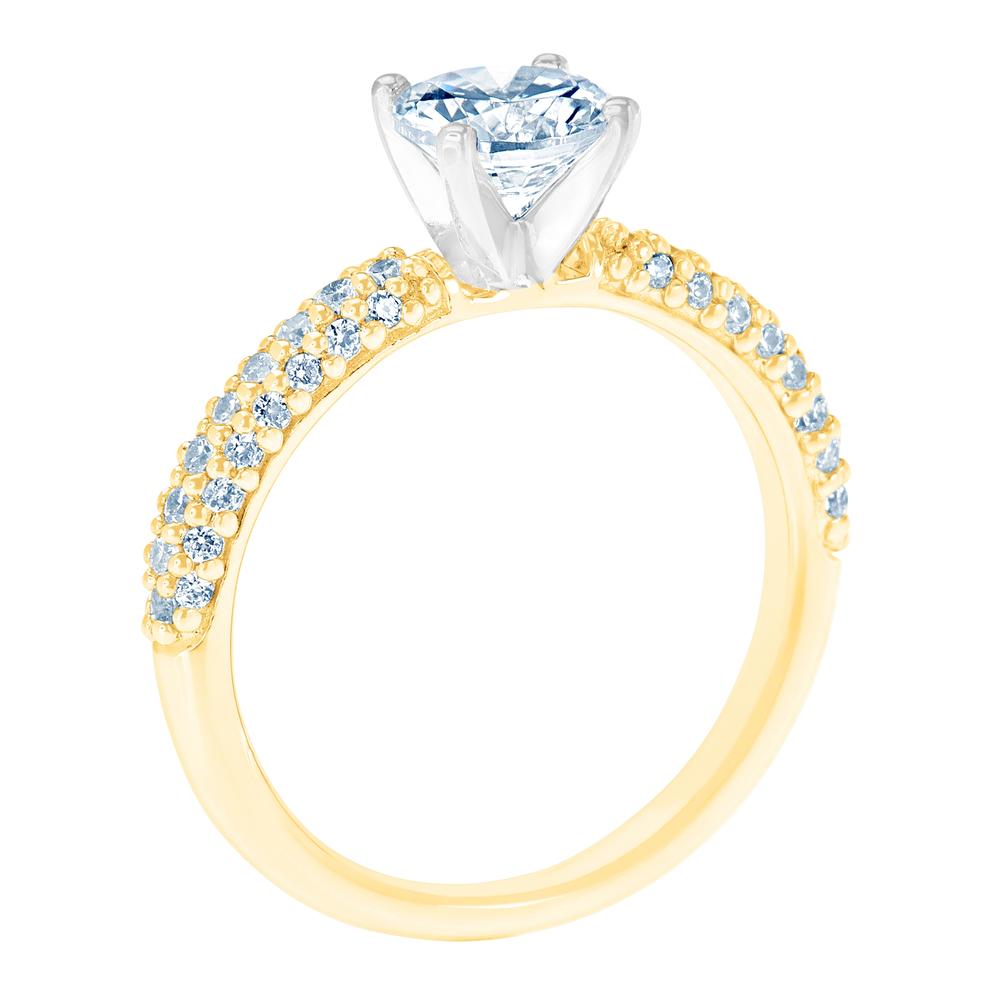 New York City Diamond District 14K Two Tone Round Certified Diamond Engagement Ring