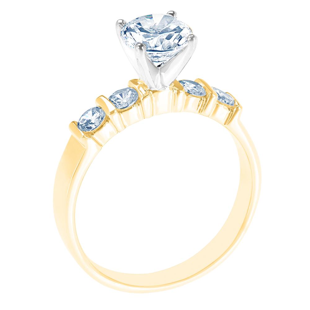 New York City Diamond District 14K Two Tone Round Certified Diamond Engagement Ring