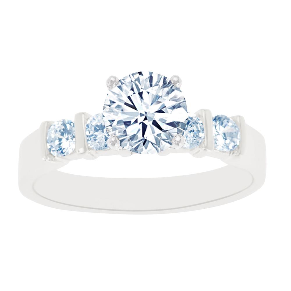 New York City Diamond District 14K White Gold Round Certified Diamond Engagement Ring