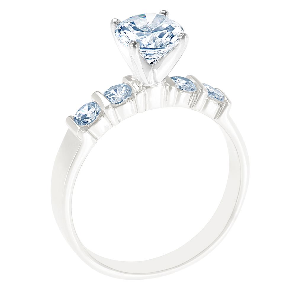 New York City Diamond District 14K White Gold Round Certified Diamond Engagement Ring