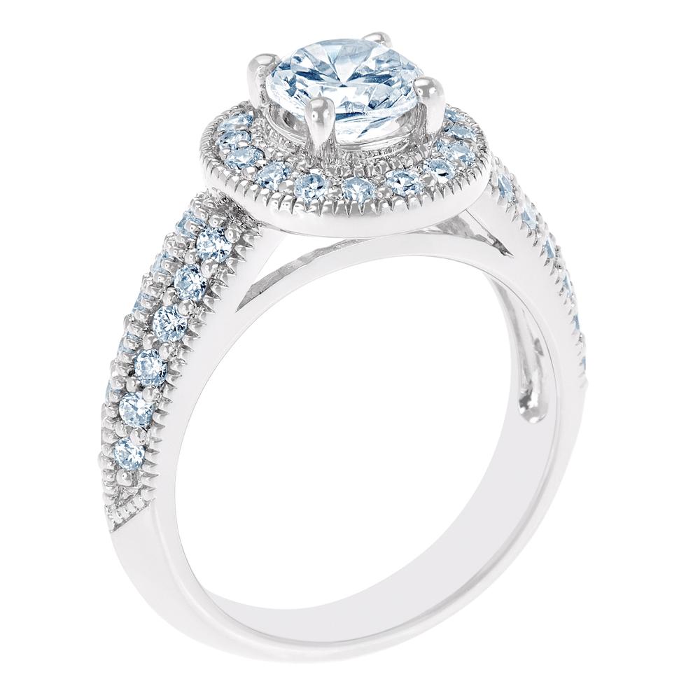 New York City Diamond District 14K White Gold Certified Diamond Halo Engagement Ring
