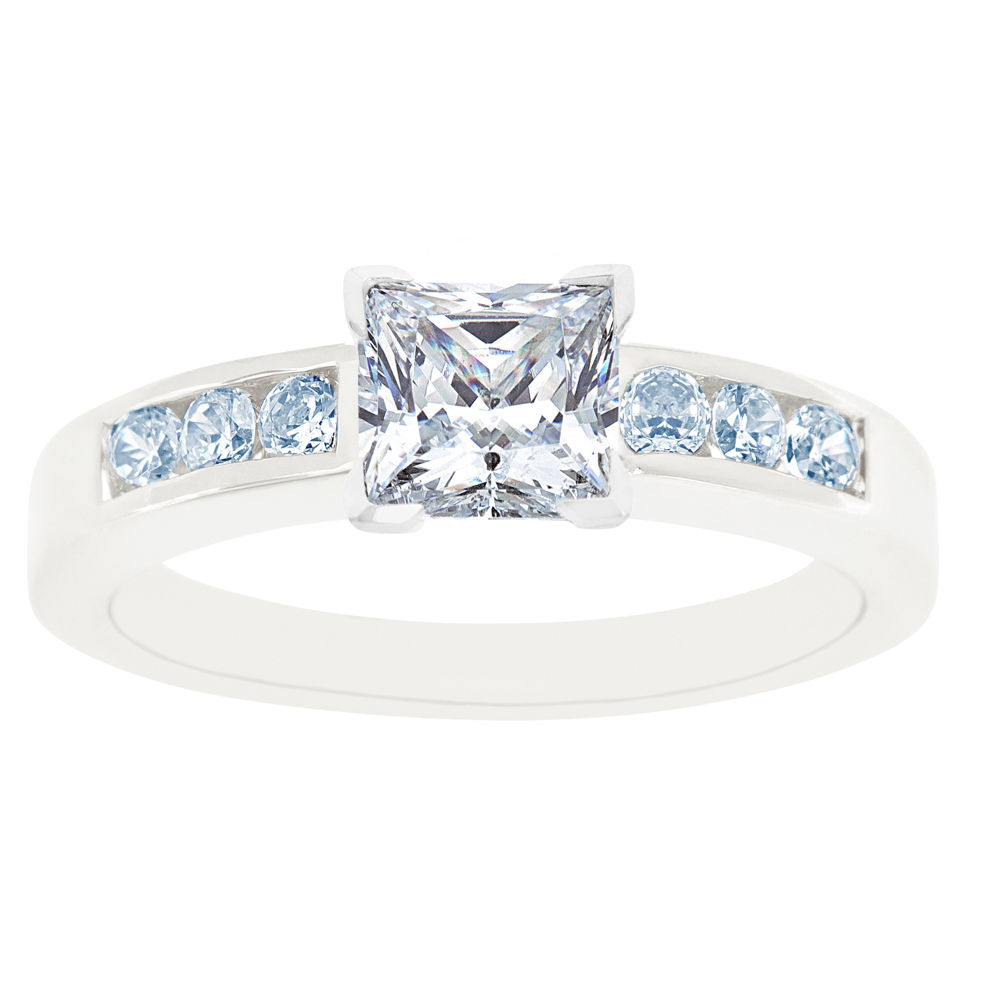 New York City Diamond District 14K White Gold Princess Cut Certified Diamond Engagement Ring