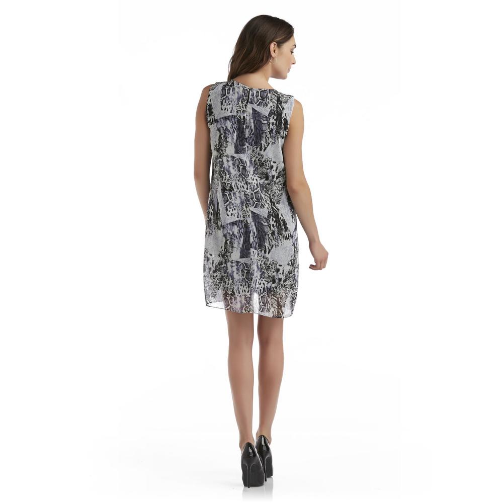 Another Thyme Women's Pleated Shift Dress - Snakeskin Print
