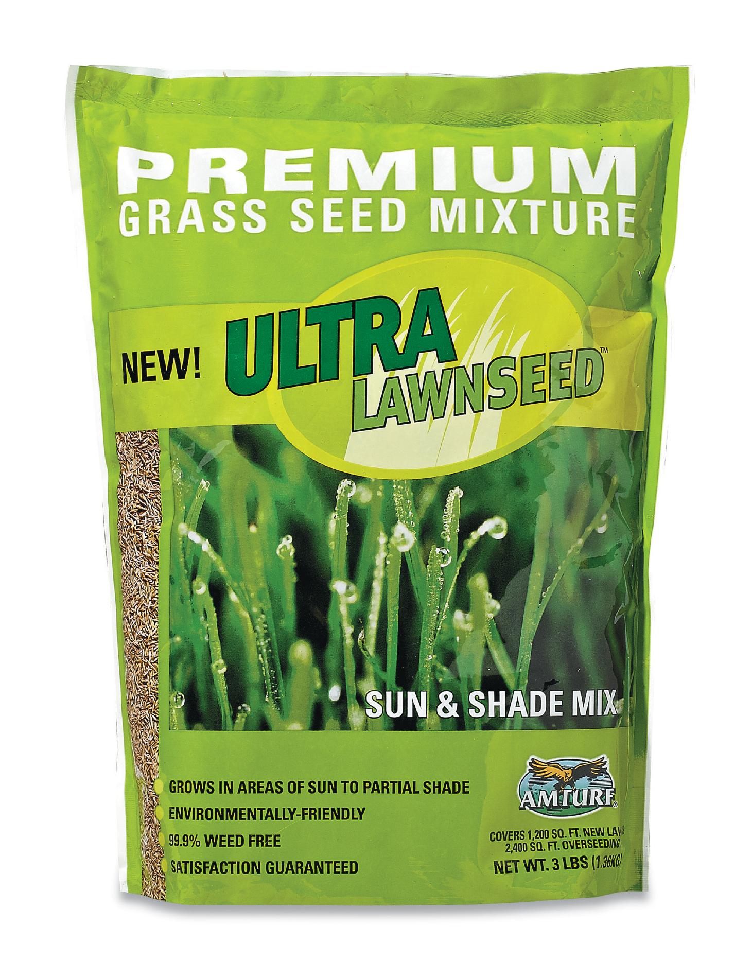 Amturf AMT77003 3 lb. Ultra LawnSeed Sun & Shade Mix Grass Seed Amturf AMT77003 3 lb. Ultra LawnSeed Sun & Shade Mix Grass Seed