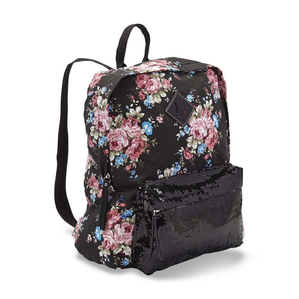 Joe Boxer Junior's Sequined Canvas Backpack - Floral