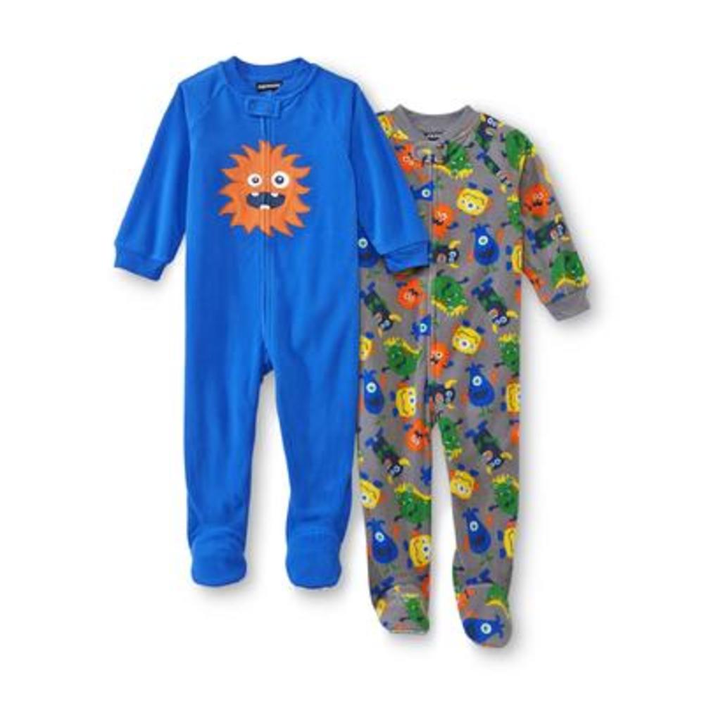 Joe Boxer Newborn  Infant & Toddler Boy's 2-Pairs Footed Pajamas - Monsters