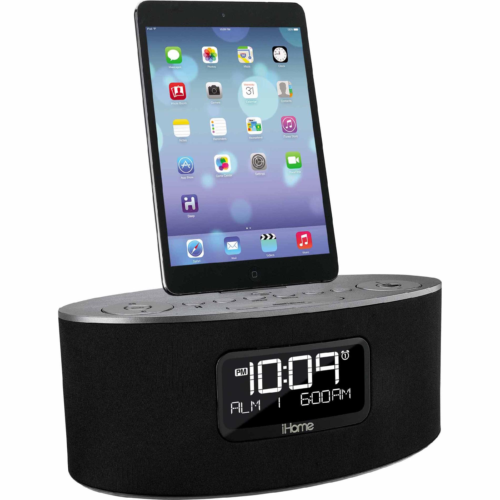 ihome dual charging stereo speaker system with dual alarm