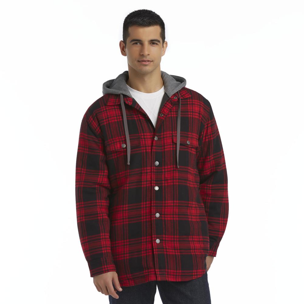 Men's hooded flannel plaid shirt clearance
